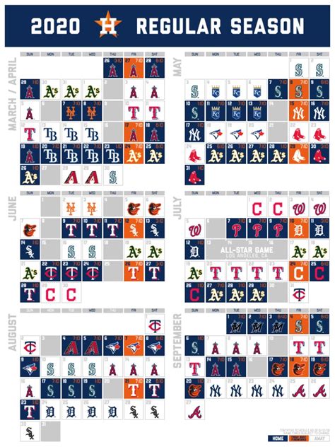 ASTROS 2020 Schedule - Regular Season