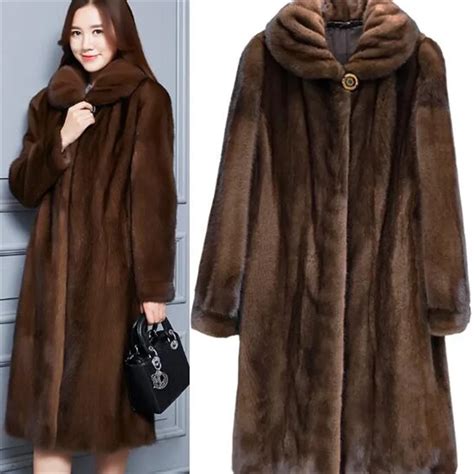 Faux Mink Fur Coat Women Winter New Fake Fur Coats For Women Long Artificial Fur Imitation Fur ...