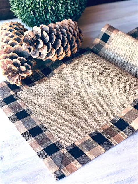 Pine Cabin Rustic Table Runner Farmhouse Linens Burlap Runner - Etsy