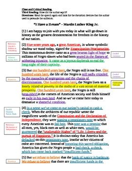 I Have a Dream Speech Analysis Discussion Guide by Teacher Goodies