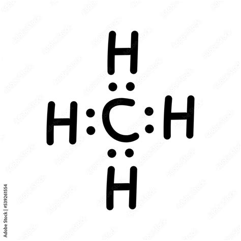 lewis structure of methane (CH4). Scientific vector illustration isolated on white background ...