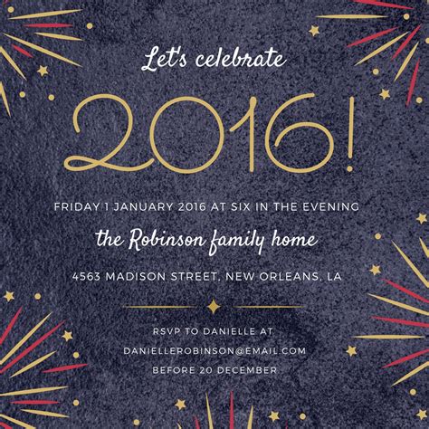 Fireworks New Year Party Invitation - Templates by Canva