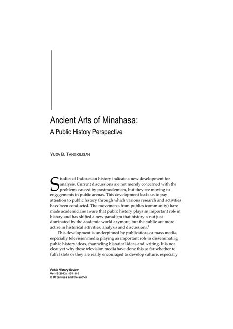 (PDF) Ancient Arts of Minahasa: A Public History Perspective