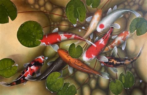 Famous Koi Fish Painting on Canvas Handmade Asian Paintings