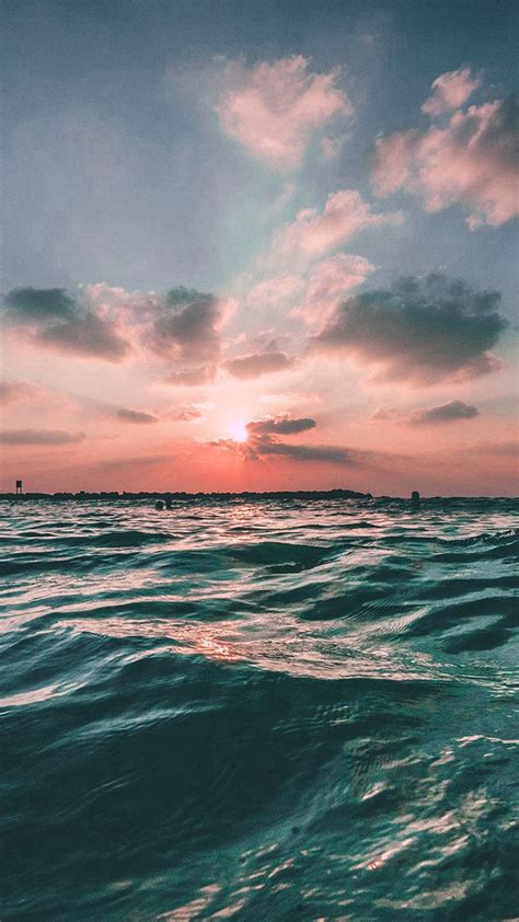 Sunset Sea Sky Ocean Summer Green Water Nature #iPhone #6 #plus #wallpaper | Ocean wallpaper ...