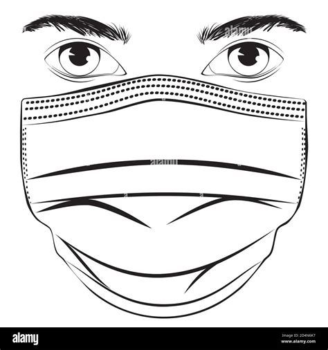 Abstract male eyes with disposable face mask illustration design Stock ...