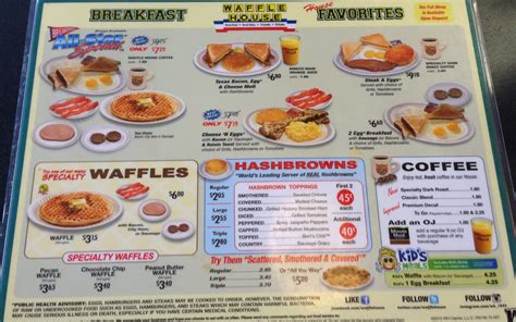 Menu at Waffle House restaurant, Plainfield, Cambridge Way