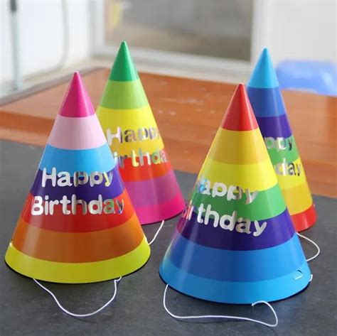 12PC Classic Colorful Rainbow Kids Paper Birthday Party Cap Chirlden Birthday Party Photography ...