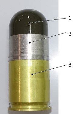 Image of the 40 mm high explosive-prefragmented grenade round selected... | Download Scientific ...