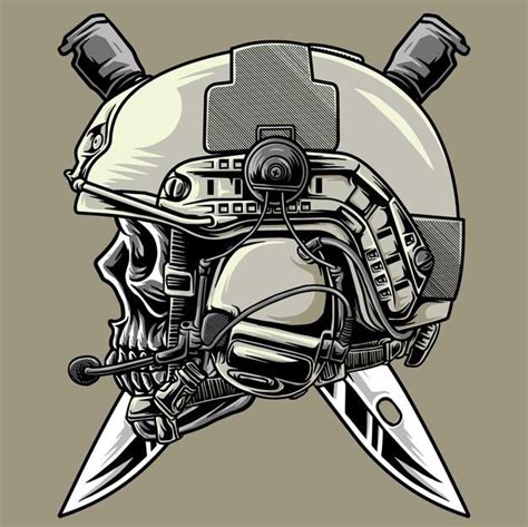 Premium Vector | Skull and tactical helm army | Military tattoos ...