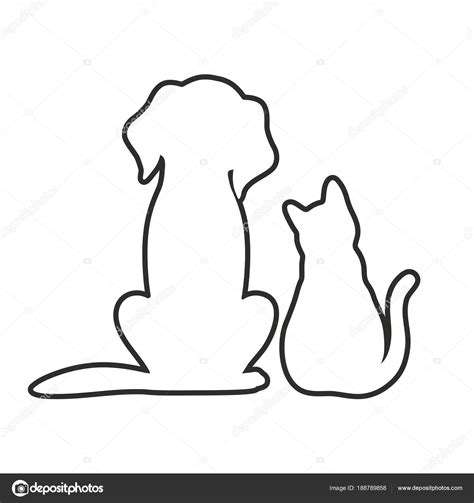 Outline Dog Cat White Background — Stock Vector © Elena3567 #188789858