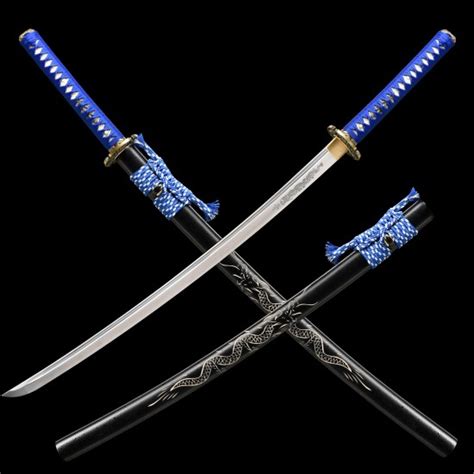 HanBon Forged Japanese Samurai Sword Real Dragon Katana T10 Steel Full Tang Battle Ready Blade ...