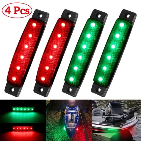 TSV [4 Pcs] LED Boat Bow Navigation Lights 3.8" Green Red Boat Stern ...