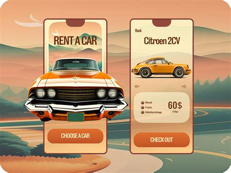 Mobile app for renting vintage cars by Tatsiana on Dribbble