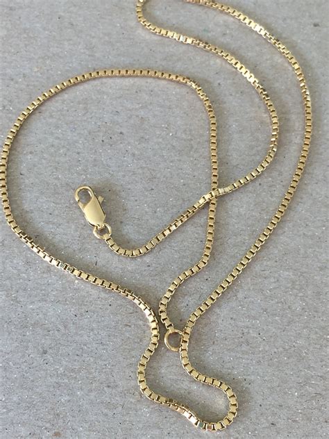 Gold Box Chain Necklace 30 Box Chain 1.5mm Simple Box - Etsy