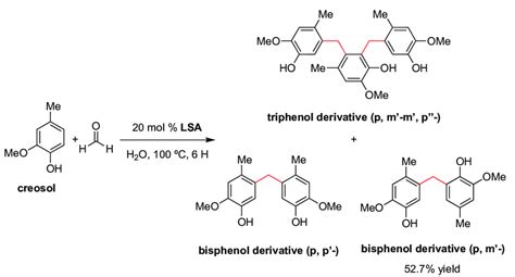 Scheme 2. LSA-catalyzed condensation of creosol (2 equiv) and ...