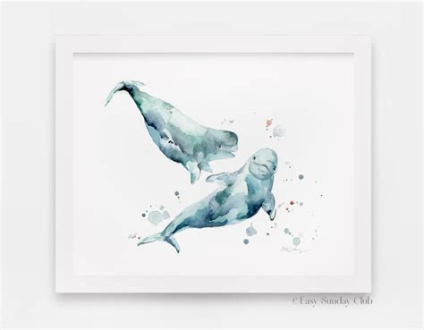 Beluga Whale Watercolor Art Print | Under the Sea – Easy Sunday Club