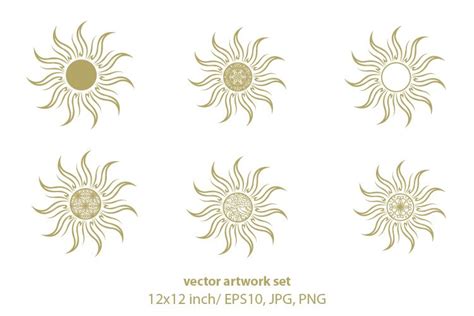 golden sun - vector artwork set (847006)