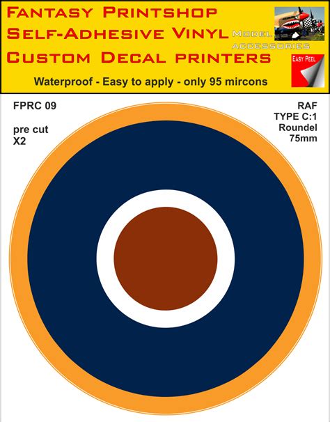 RAF Roundels Twin Packs Vinyl Sticker Decals Type C1 Roundel 75 - 200mm FPRC09 | eBay