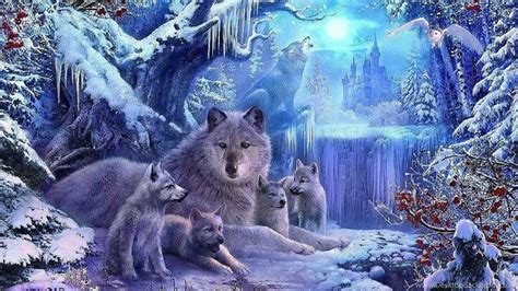 Other: Wolves Winter Fairy Tale Wolf Animals Nature Wolven ... Desktop Background