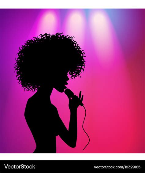 Afro american girl singing silhouette Royalty Free Vector