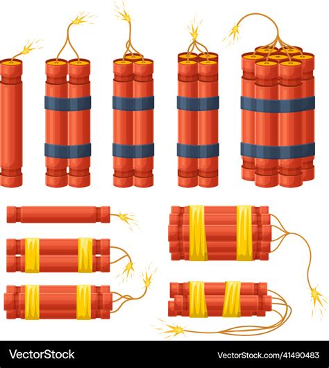 Dynamite explosive sticks pyrotechnics explosion Vector Image