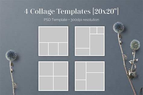 4 20x20 Photo Collage Template PSD | Templates & Themes ~ Creative Market