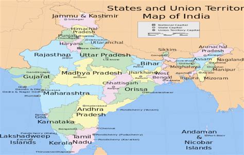 States And Capitals Of India Map For Powerpoint Slide