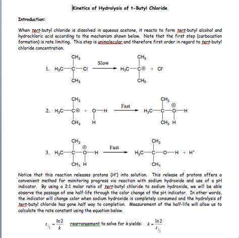 Solved Kinetics of Hydrolysis of t-Butyl Chloride | Chegg.com