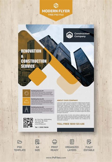 Free Modern Construction Company Flyer PSD Template 03 - PsFiles