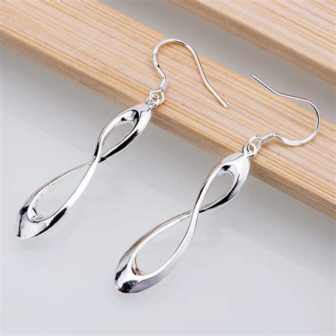 digital shiny simple silver plated earrings 925 jewelry for women silver earrings LQ E233 ...