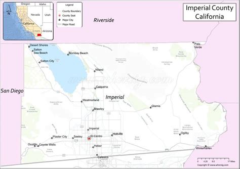 Map of Imperial County, California showing cities, highways & important places. Check Where is ...