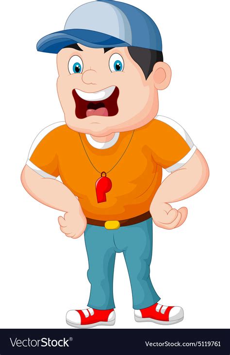 Cartoon sport coach yelling Royalty Free Vector Image