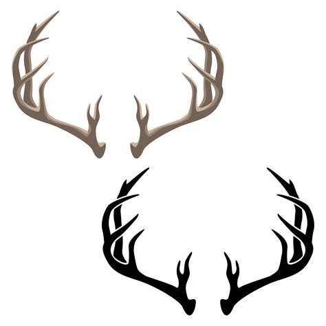 Antler Vector Illustration in both Color and Black Line Art 344990 ...