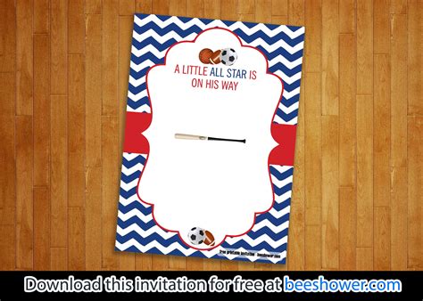 Free Printable Template of Sports Themed Baby Shower Invitations | FREE ...