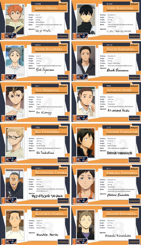 Haikyuu!! Character Cards - Karasuno by EsteeSo | Haikyuu kageyama ...