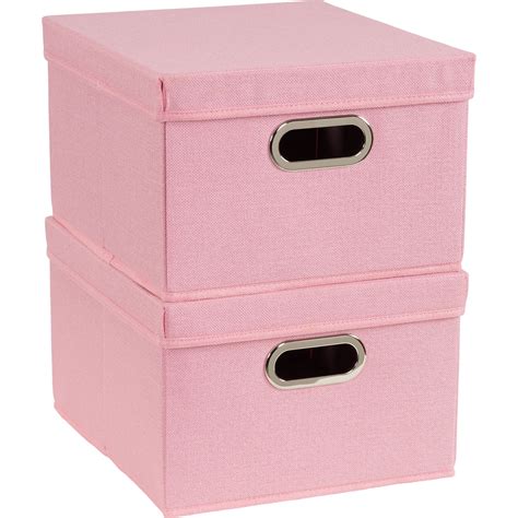 HOUSEHOLD ESSENTIALS Collapsible Linen Storage Boxes, 2pk, Carnation ...