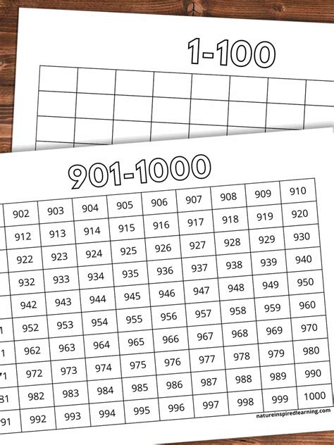 Printable Number Chart 1 1000