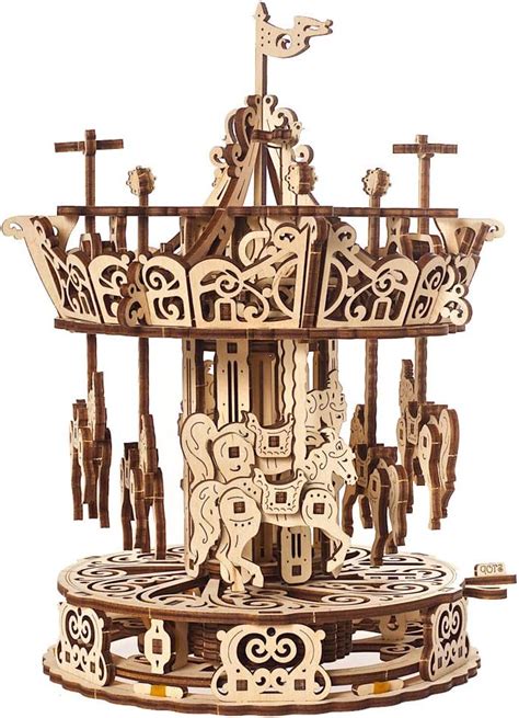 UGears Carousel 3D Puzzles Adult - Spinning Merry-go-Round Wooden Construction Kit - Easy Self ...