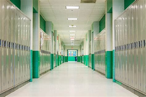 "School Hallway With Lockers" by Stocksy Contributor "Raymond Forbes ...