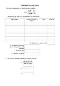 AQA Species Diversity Index Calculation Worksheet | Teaching Resources