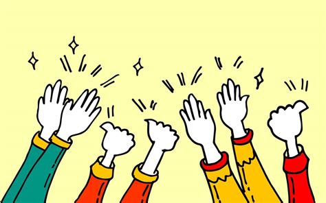 Cartoons style of Hands clapping. hands up, applause and thumbs up ...