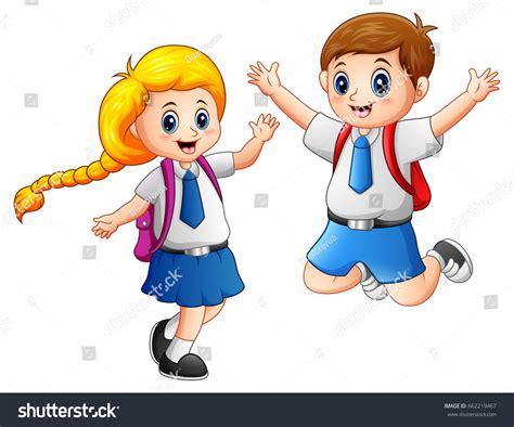 Happy School Kids School Uniform Stock Illustration 662219467 ...