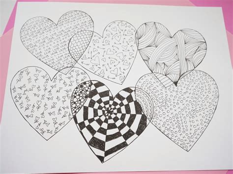 Zentangle Heart Patterns Step by Step