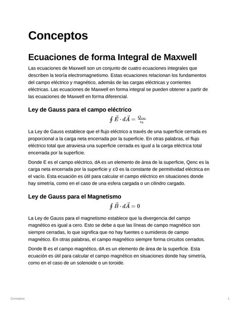 SOLUTION: Ecuaciones de maxwell de forma integral - Studypool