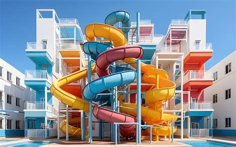 Premium AI Image | Beautiful water park with colorful water slides