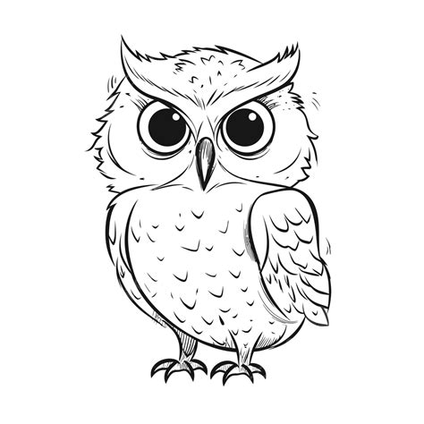 Drawing Owl Coloring Page With Big Eyes To Color Stock Download Free Photo Outline Sketch Vector ...