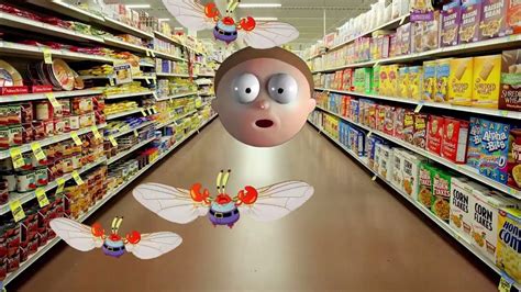 Stretchy Morty drops his Skittles and SpongeBob eats them. Stretchy ...