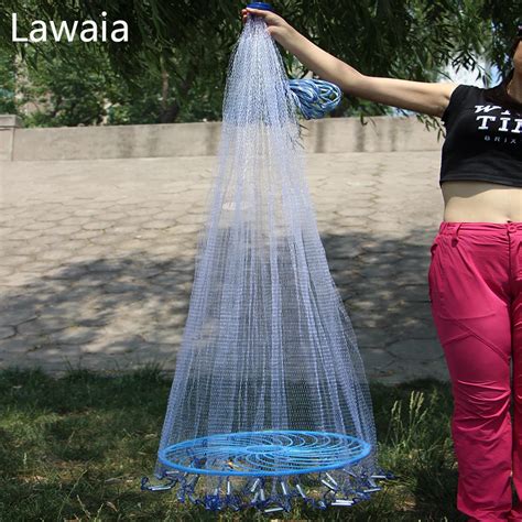 Lawaia Easy throw Cast Net Fishing Network Tool Diameter 3 7.2m American Style Fishing Net Small ...