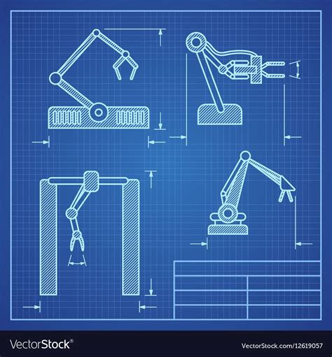 Robot arms blueprint machine industrial robotic vector image on VectorStock | Robot arm ...